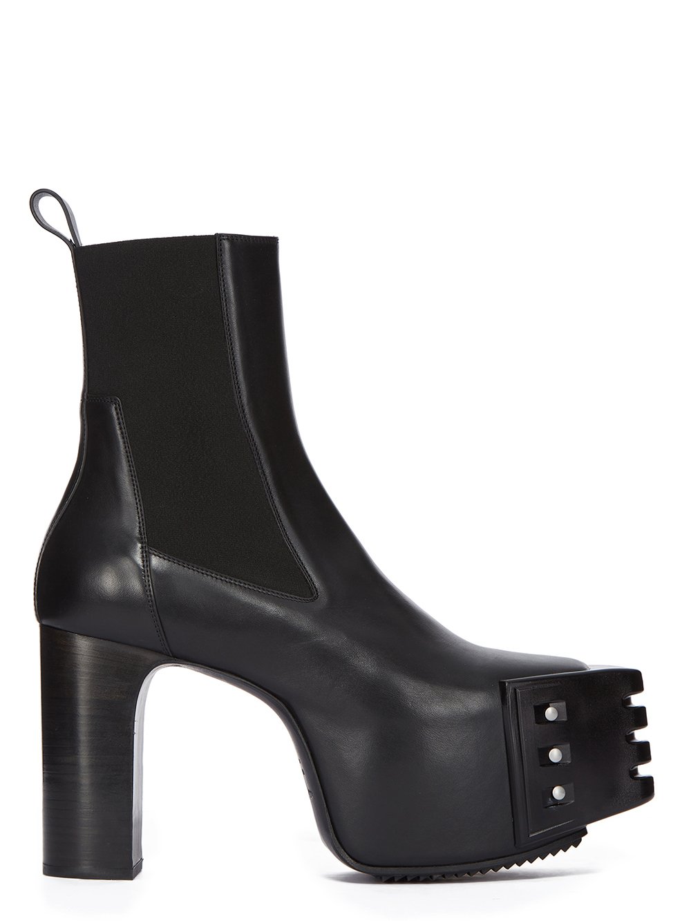 RICK OWENS FW23 LUXOR GRILLED PLATFORMS 45 IN BLACK CORTINA GREASE CALF LEATHER