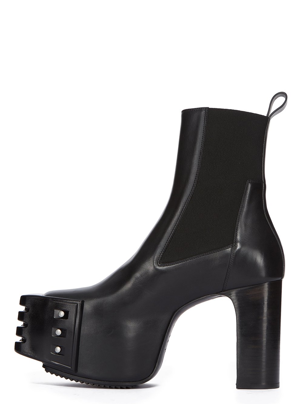 RICK OWENS FW23 LUXOR GRILLED PLATFORMS 45 IN BLACK CORTINA GREASE CALF LEATHER