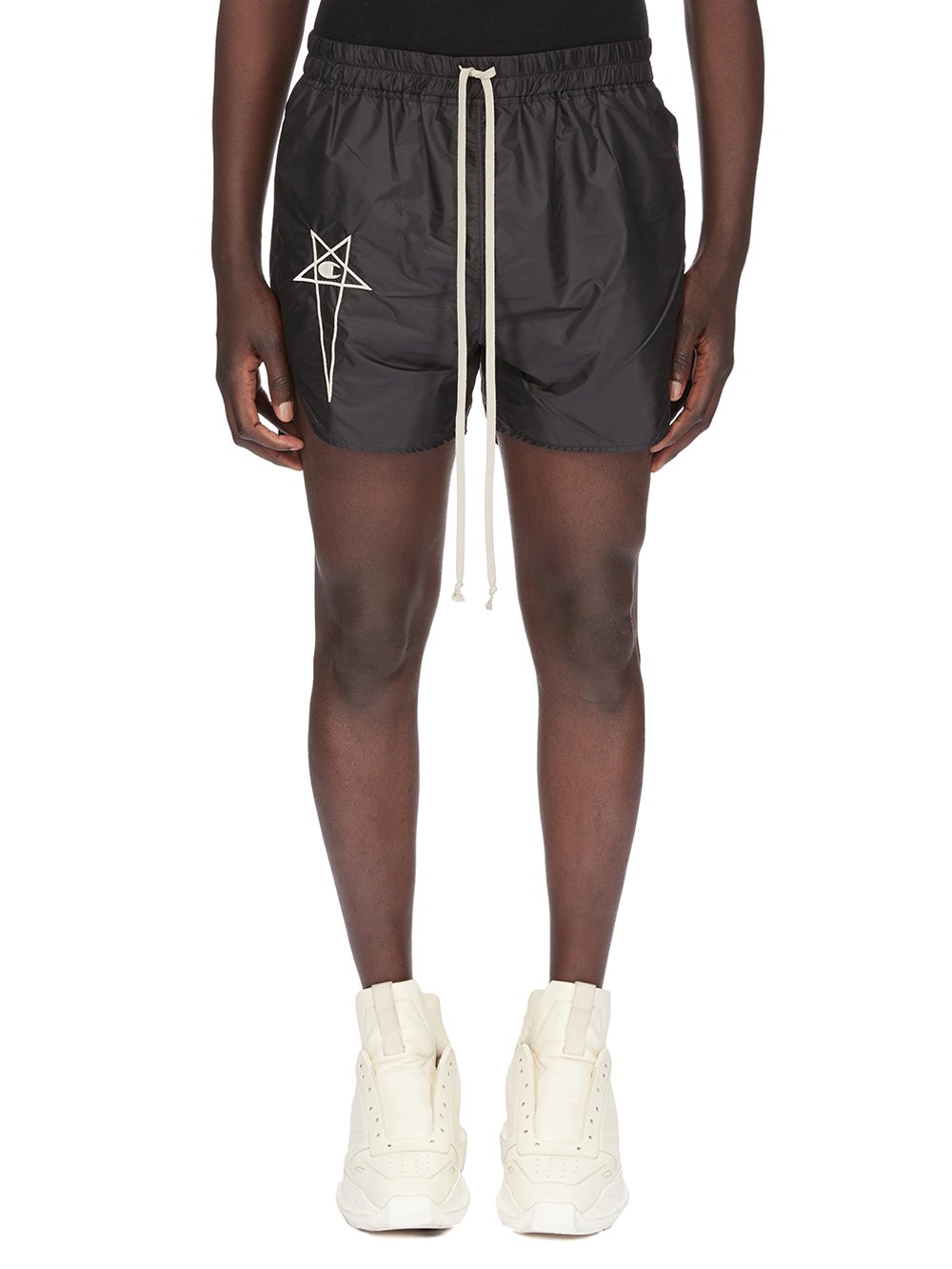 CHAMPION X RICK OWENS DOLPHIN BOXERS IN BLACK RECYCLED NYLON