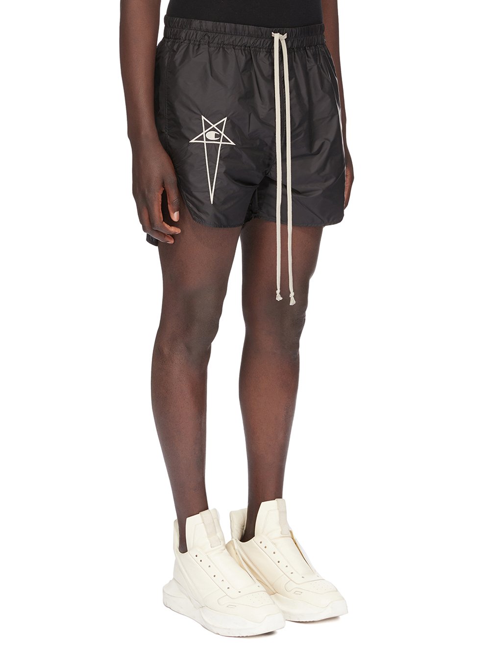 CHAMPION X RICK OWENS DOLPHIN BOXERS IN BLACK RECYCLED NYLON