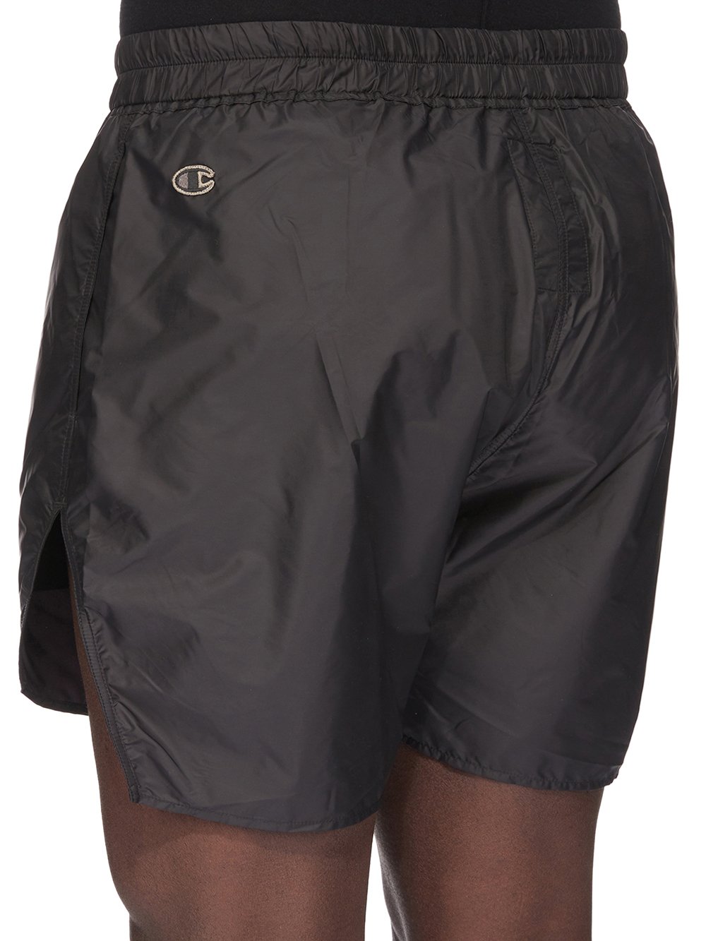 CHAMPION X RICK OWENS DOLPHIN BOXERS IN BLACK RECYCLED NYLON