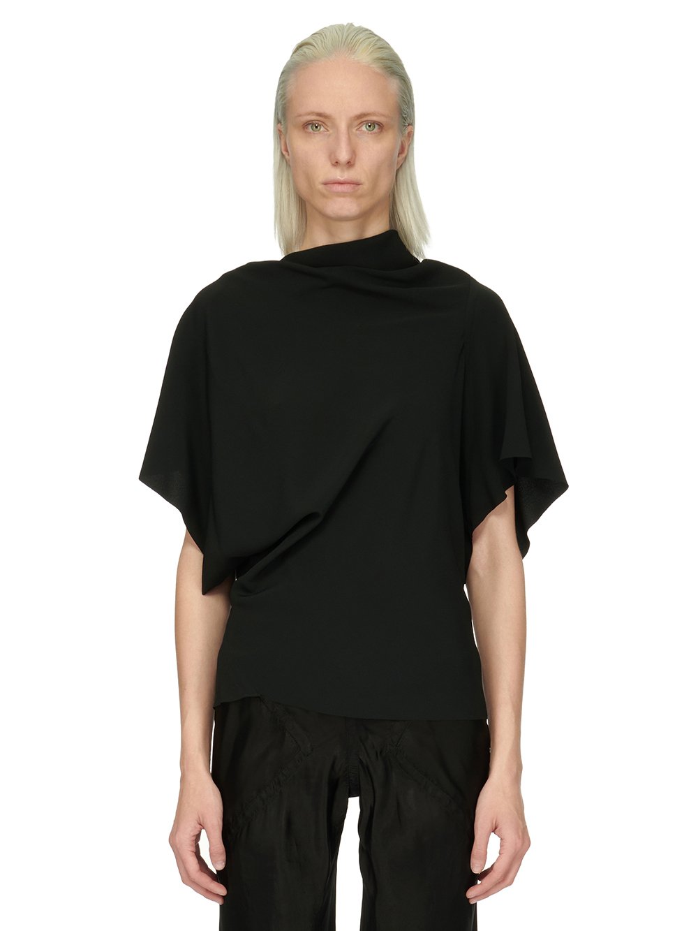 RICK OWENS FW23 LUXOR SEB TOP IN BLACK COCOON CREPE RICK OWENS FW23 LUXOR SEB TOP IN BLACK COCOON CREPE