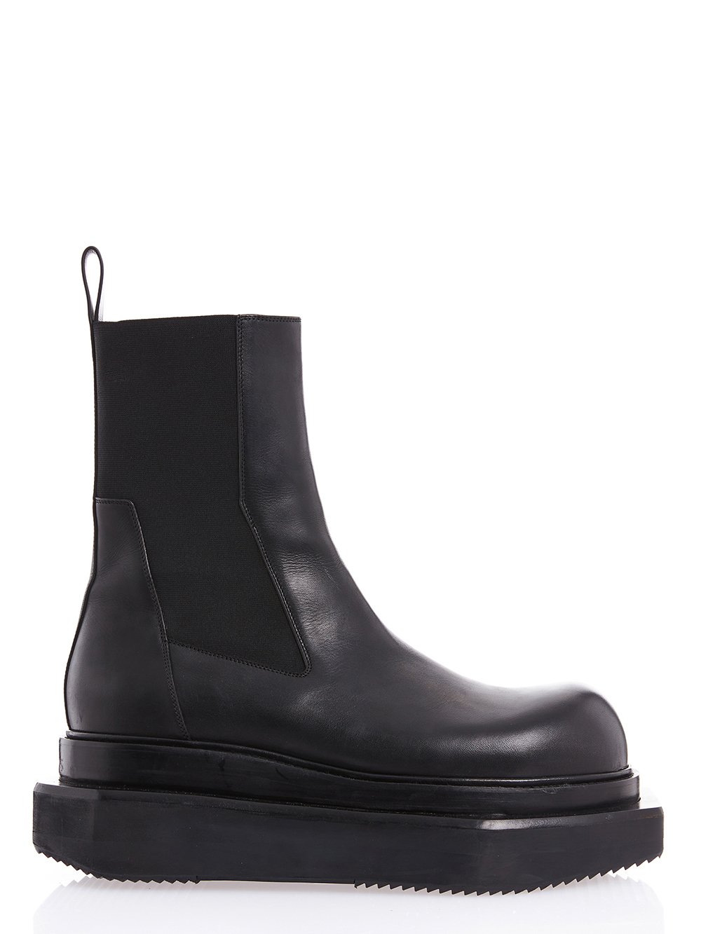 RICK OWENS FW23 LUXOR BEATLE TURBO CYCLOPS IN BLACK WAXY CALF LEATHER RICK OWENS FW23 LUXOR BEATLE TURBO CYCLOPS IN BLACK WAXY CALF LEATHER