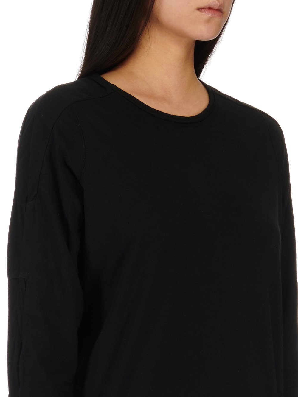 RICK OWENS FW23 LUXOR SCARIFICATION LS T IN BLACK MEDIUM WEIGHT COTTON JERSEY 