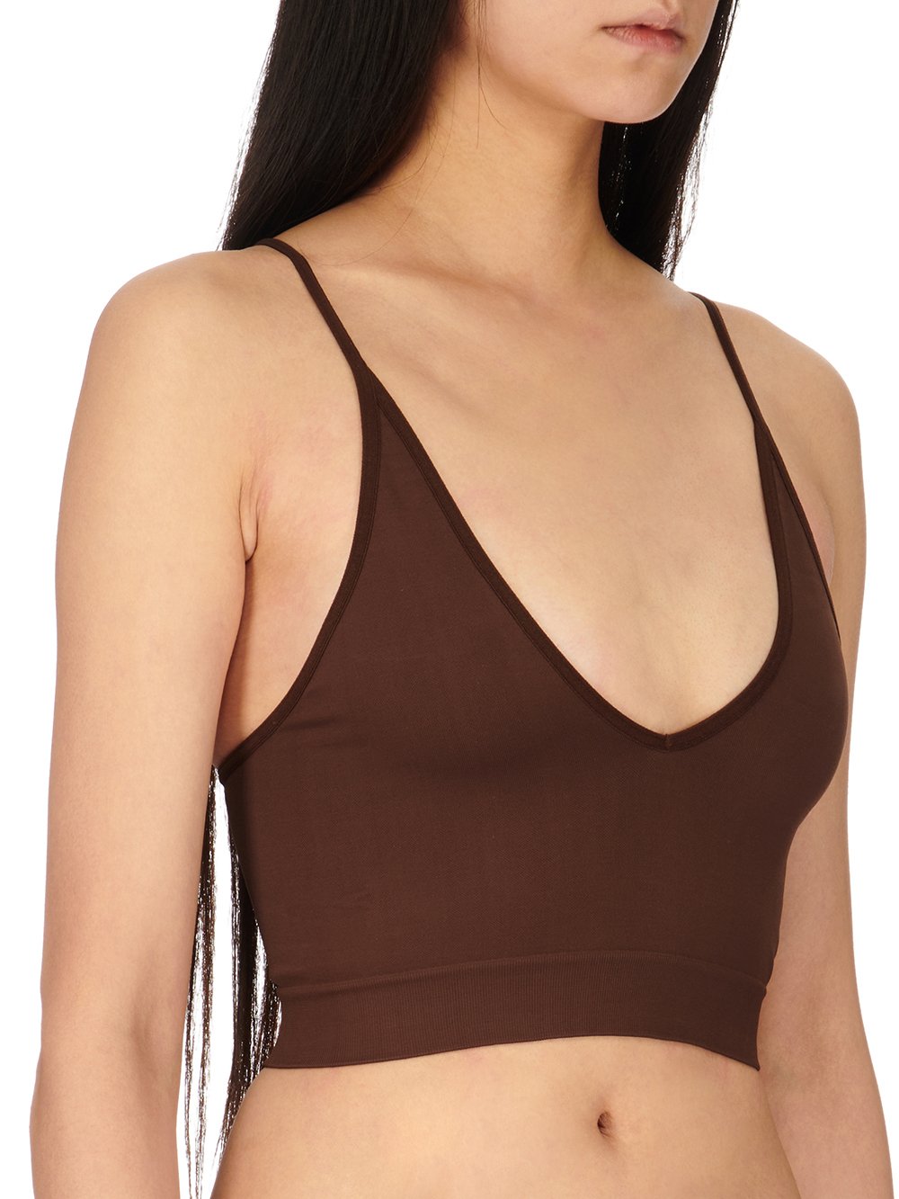 RICK OWENS FW23 LUXOR V BRA IN BROWN ACTIVE KNIT