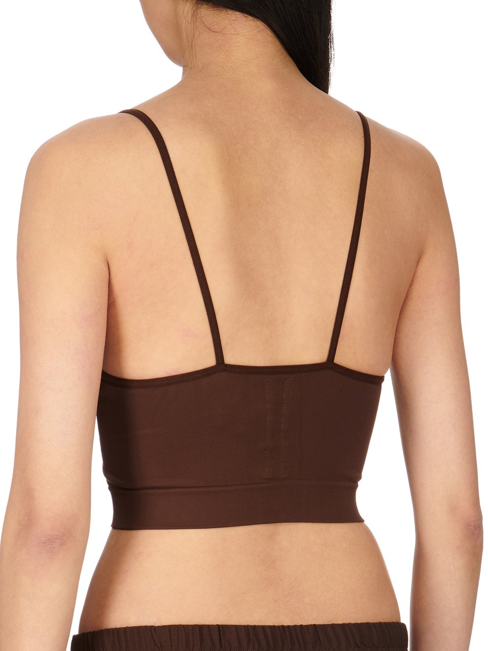 RICK OWENS FW23 LUXOR V BRA IN BROWN ACTIVE KNIT