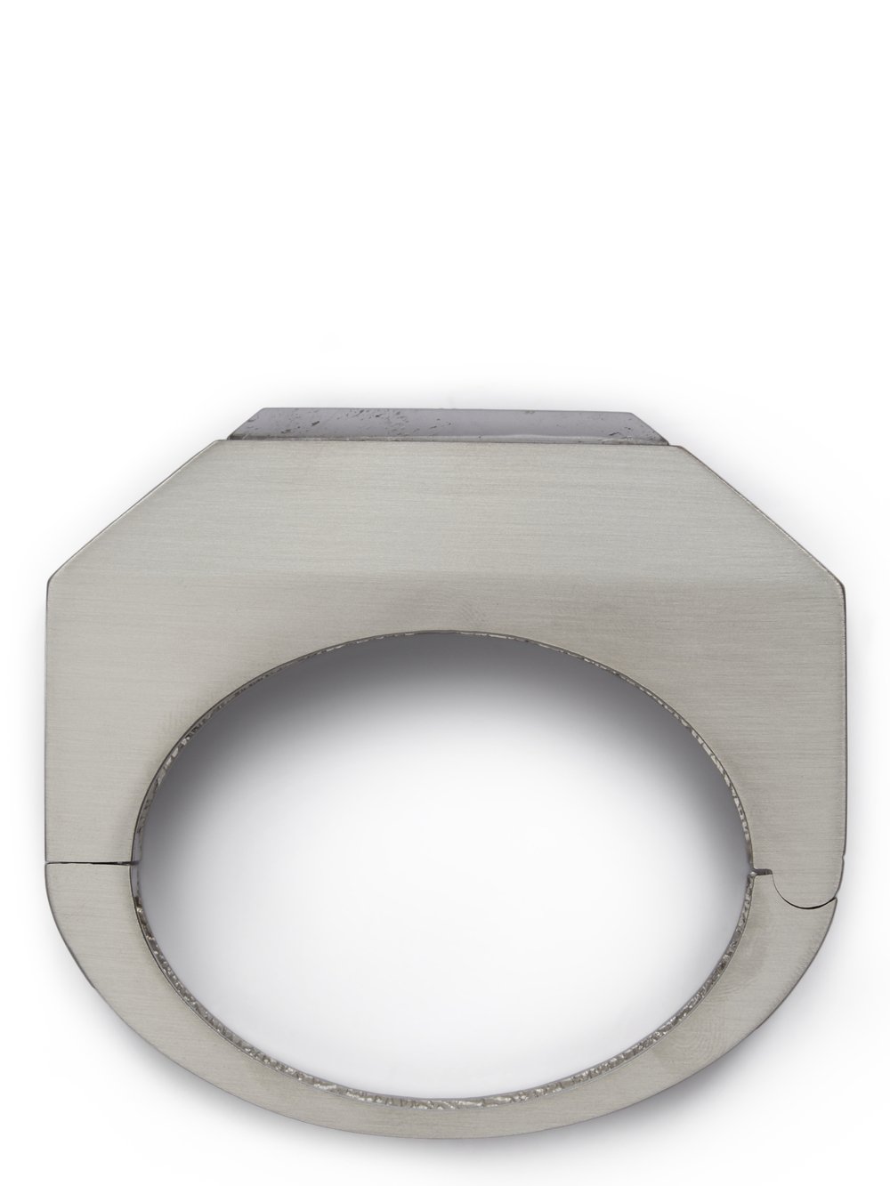 RICK OWENS CRYSTAL BEVELED BANGLE IN BRASS WITH PALLADIUM FINISH