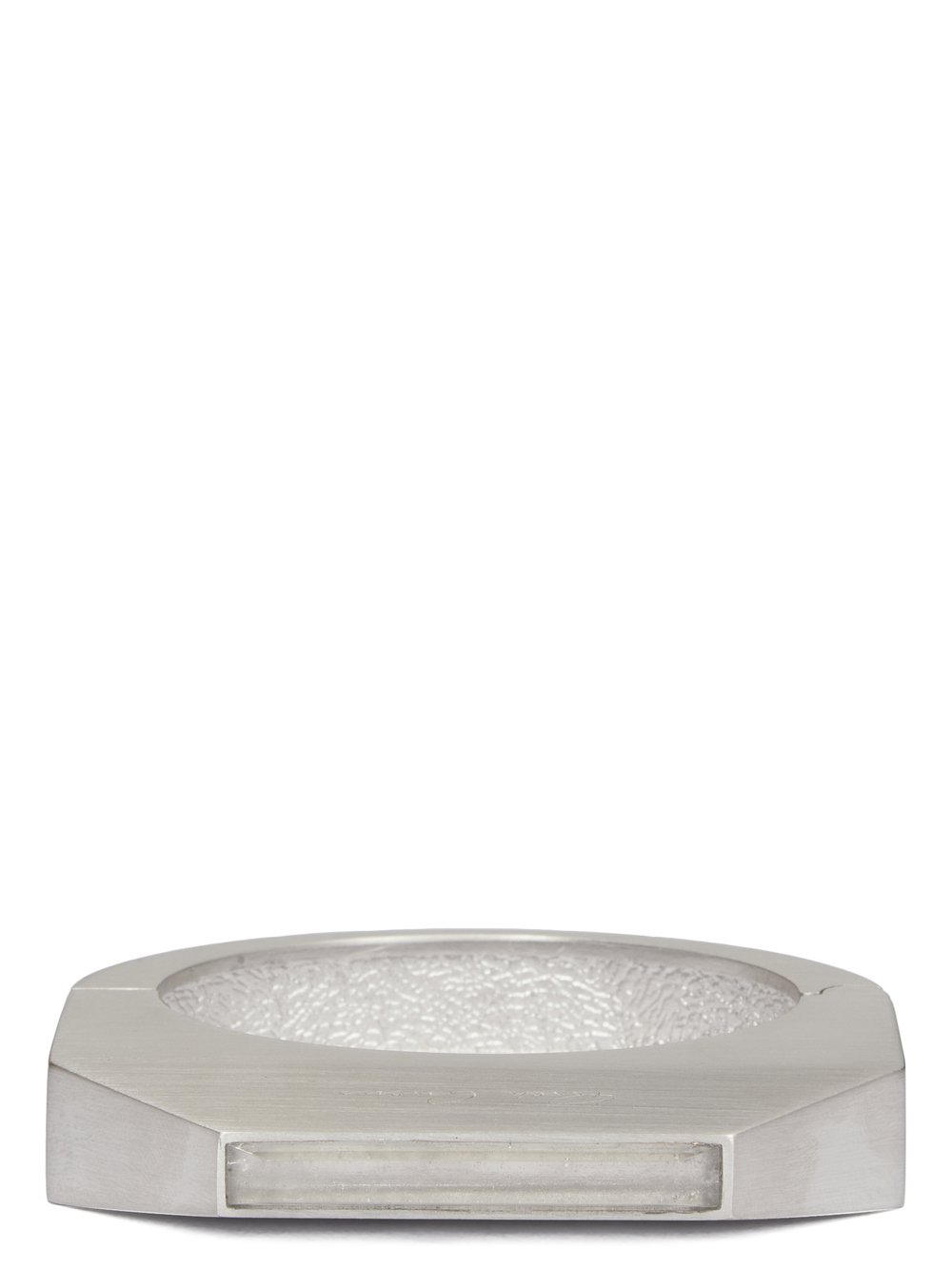 RICK OWENS CRYSTAL BEVELED BANGLE IN BRASS WITH PALLADIUM FINISH