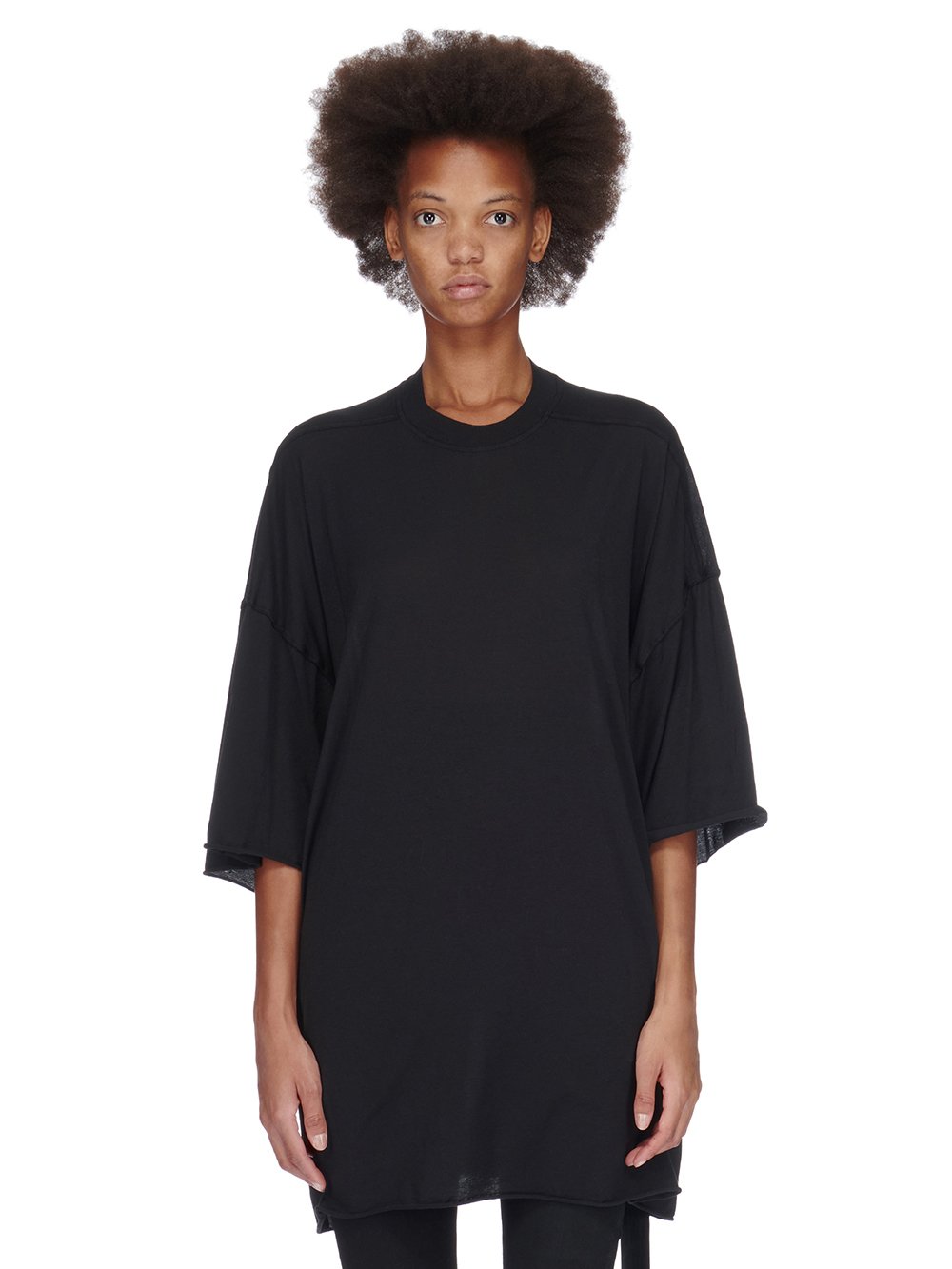 RICK OWENS FW23 LUXOR TOMMY T IN BLACK COTTON GAUZE JERSEY RICK OWENS FW23 LUXOR TOMMY T IN BLACK COTTON GAUZE JERSEY