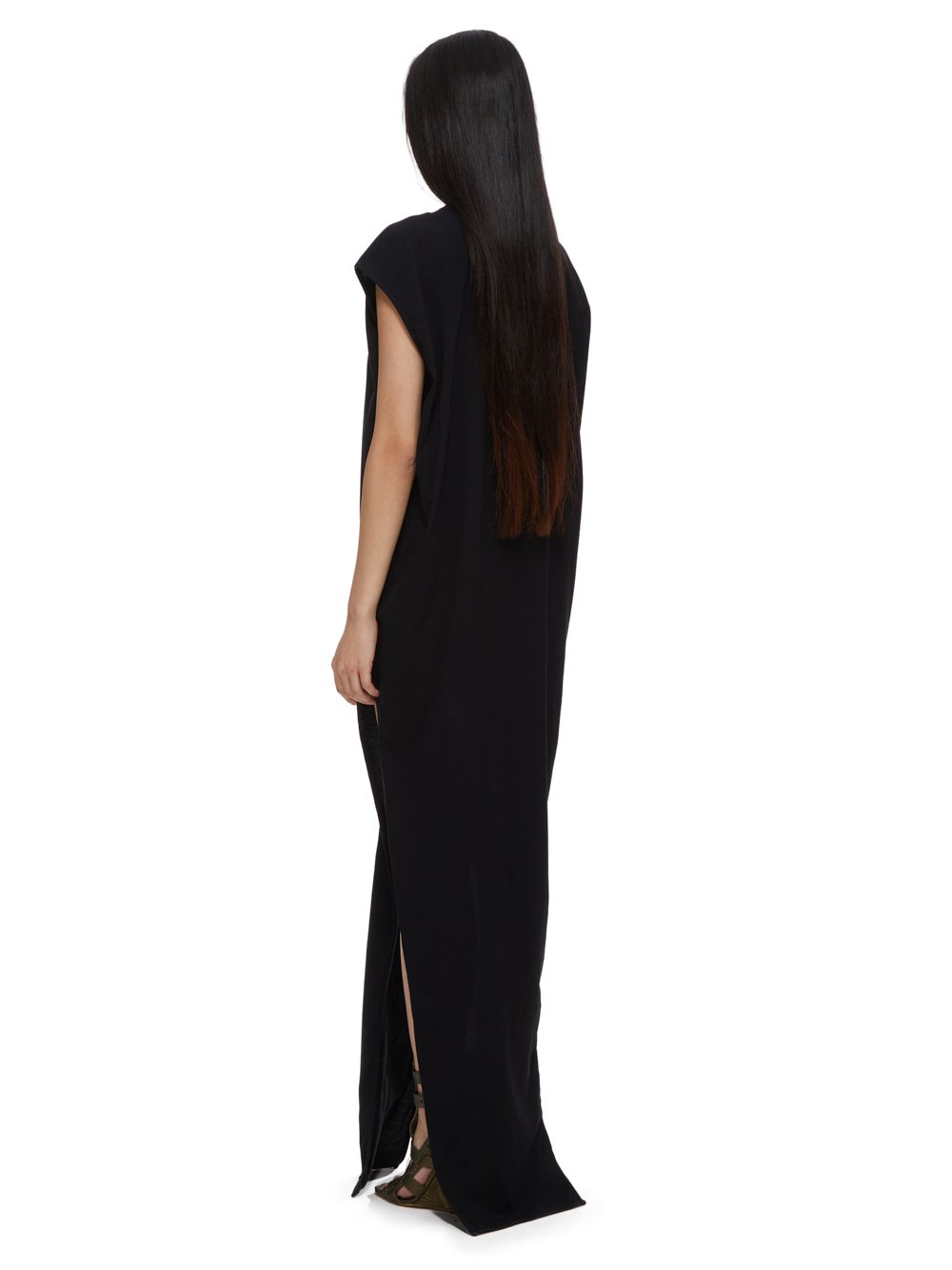 RICK OWENS FW23 LUXOR ARROWHEAD GOWN IN BLACK CLASSIC COTTON JERSEY