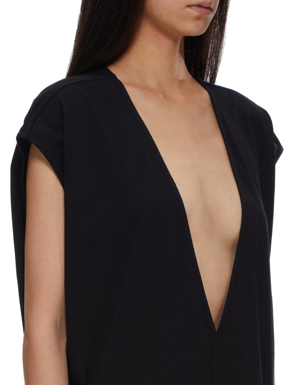 RICK OWENS FW23 LUXOR ARROWHEAD GOWN IN BLACK CLASSIC COTTON JERSEY