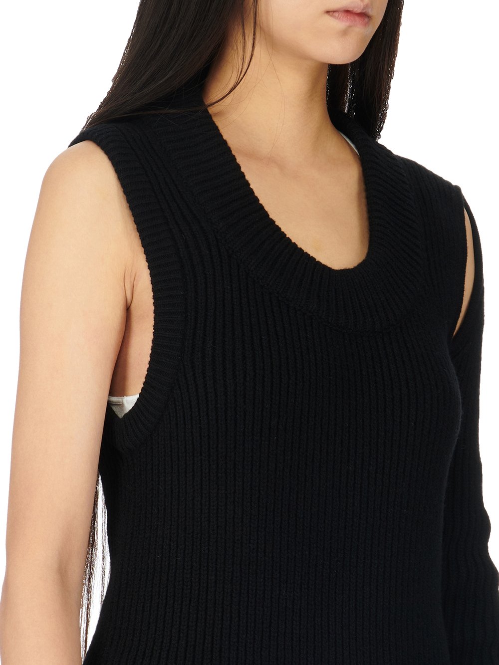 RICK OWENS FW23 LUXOR BANANA LS IN BLACK RECYCLED CASHMERE KNIT