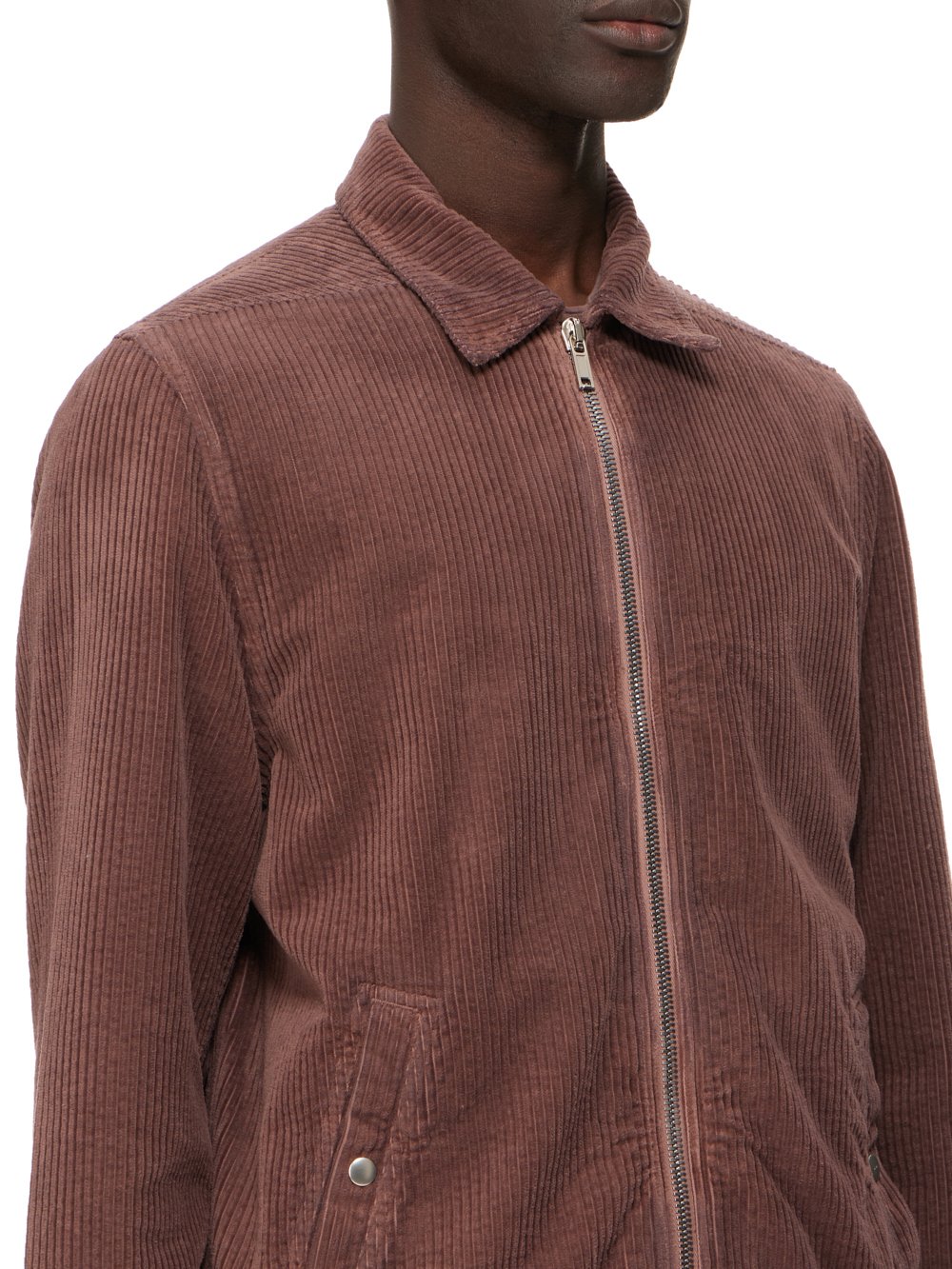 DRKSHDW FW23 LUXOR ZIPFRONT JKT IN MAUVE WIDE COTTON CORDUROY