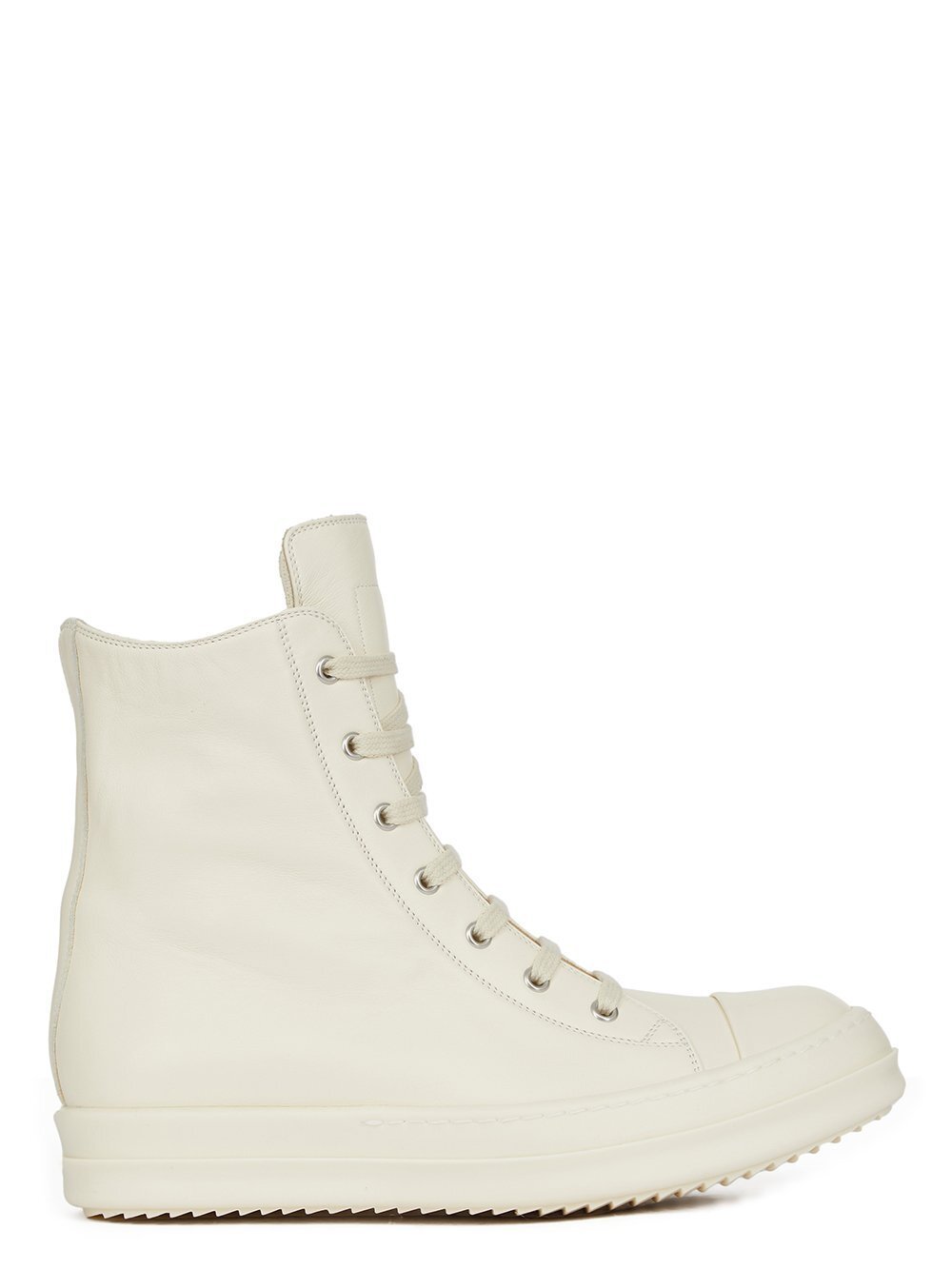 RICK OWENS FW23 LUXOR SNEAKERS IN MILK WHITE FULL GRAIN CALF LEATHER