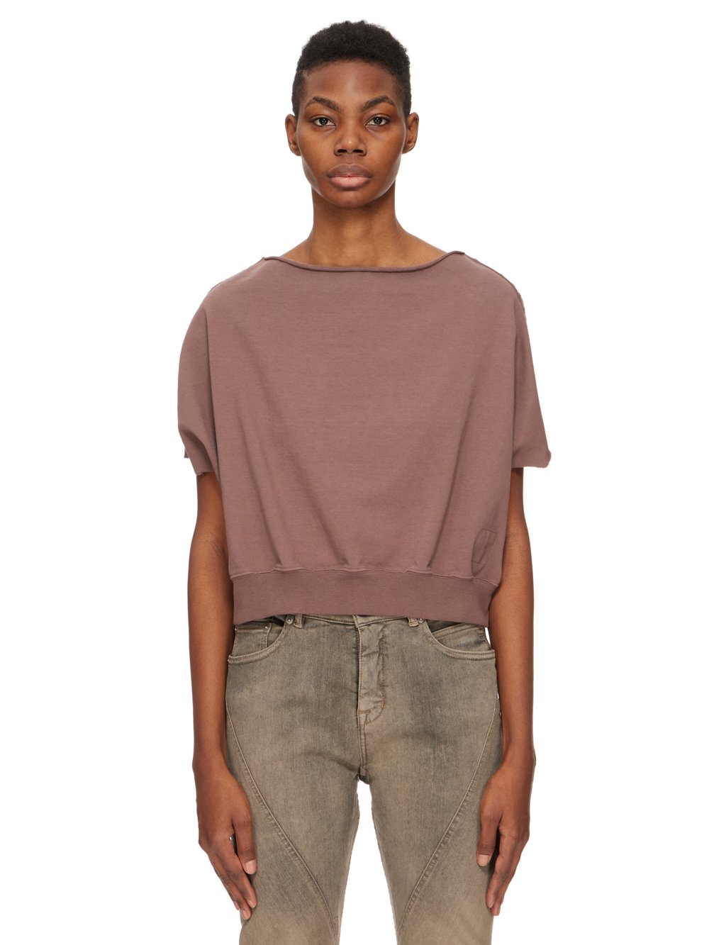 DRKSHDW FW23 LUXOR DAGGER TOP IN MAUVE COMPACT HEAVY COTTON JERSEY