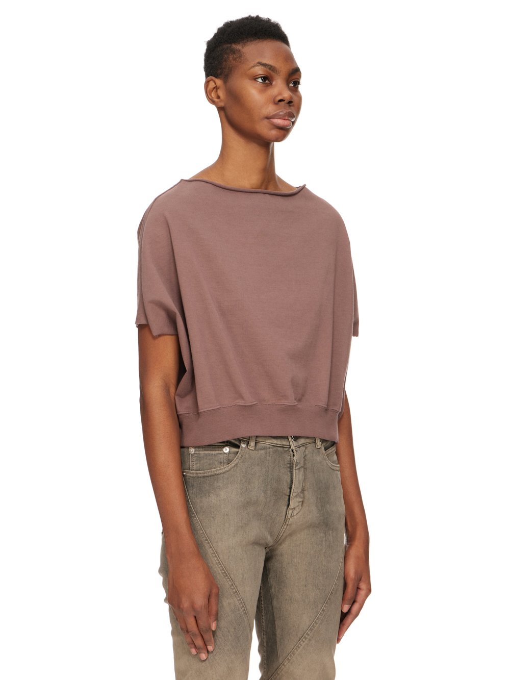 DRKSHDW FW23 LUXOR DAGGER TOP IN MAUVE COMPACT HEAVY COTTON JERSEY