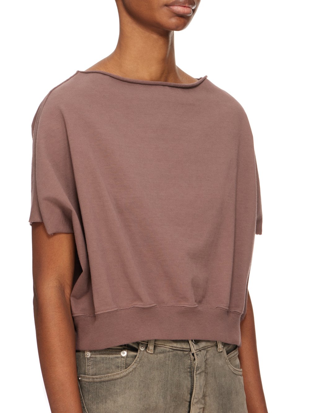 DRKSHDW FW23 LUXOR DAGGER TOP IN MAUVE COMPACT HEAVY COTTON JERSEY