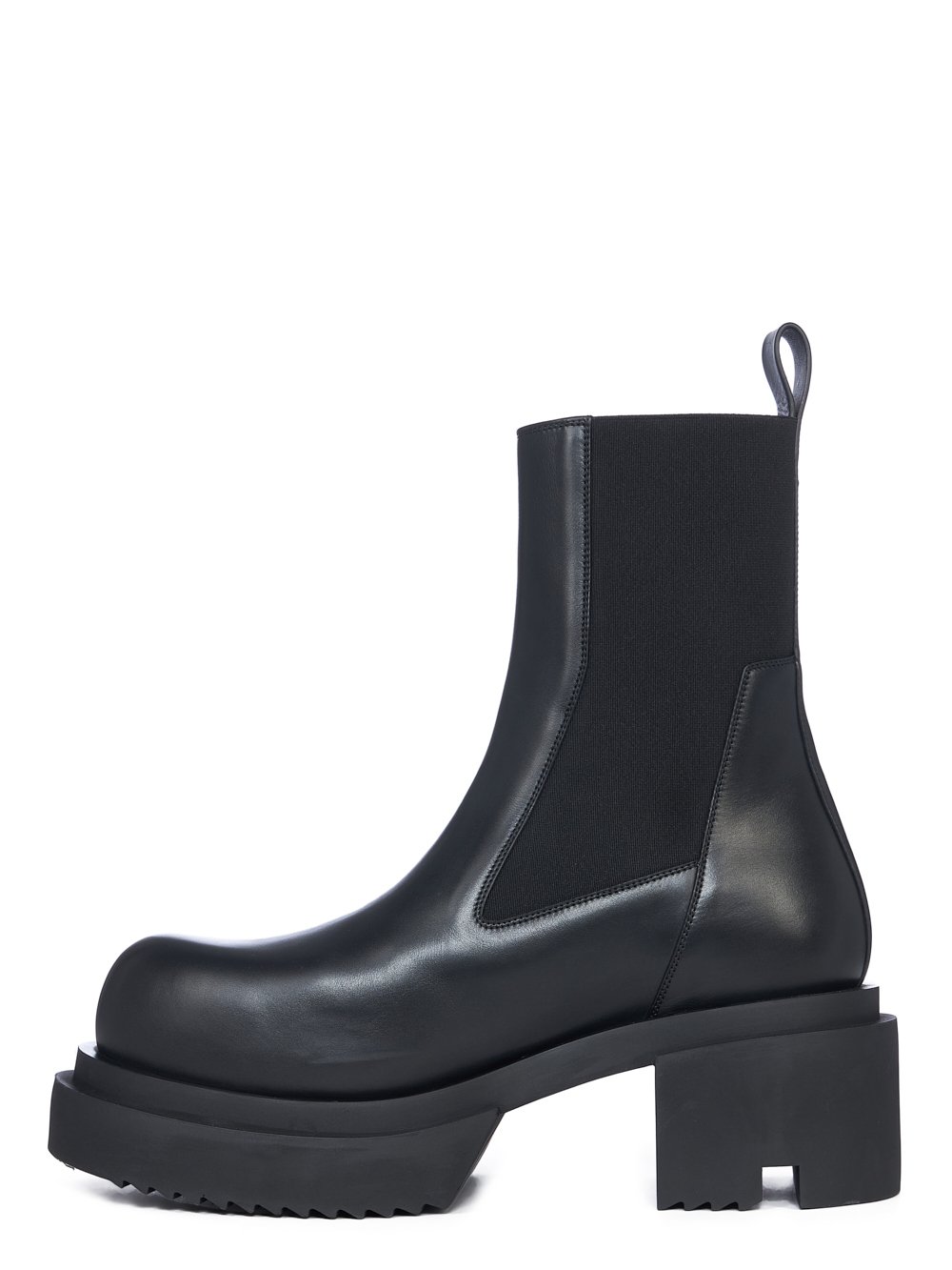 RICK OWENS FW23 LUXOR BEATLE BOGUN IN BLACK CORTINA GREASE CALF LEATHER