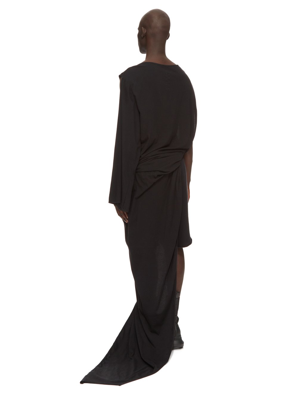 DRKSHDW FW23 LUXOR EDFU GOWN IN BLACK MEDIUM WEIGHT COTTON JERSEY