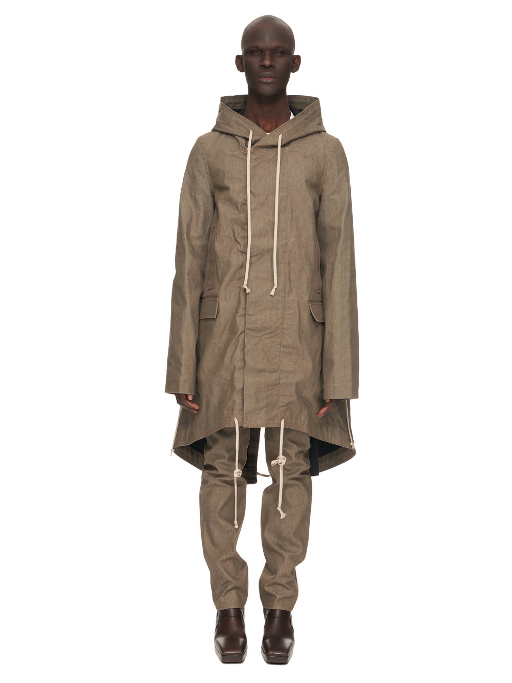 RICK OWENS FW23 LUXOR FISHTAIL PARKA IN 12OZ SAGE DENIM