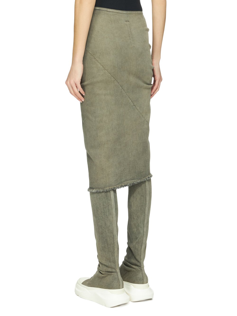 DRKSHDW FW23 LUXOR EDFU SKIRT KNEE IN MINERAL PEARL STRETCH DENIM