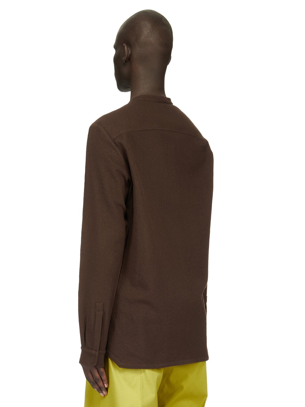 RICK OWENS FW23 LUXOR FOGPOCKET SECRET LARRY IN BROWN SOFT WOOL FLANNEL