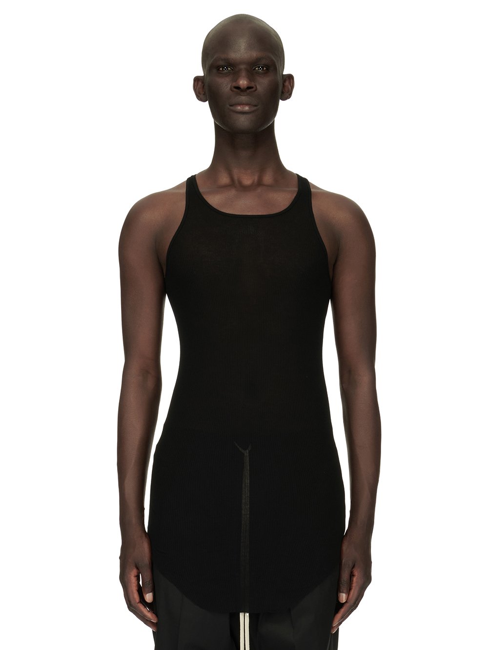 RICK OWENS FOREVER BASIC RIB TANK IN BLACK VISCOSE SILK RIB JERSEY RICK OWENS FOREVER BASIC RIB TANK IN BLACK VISCOSE SILK RIB JERSEY