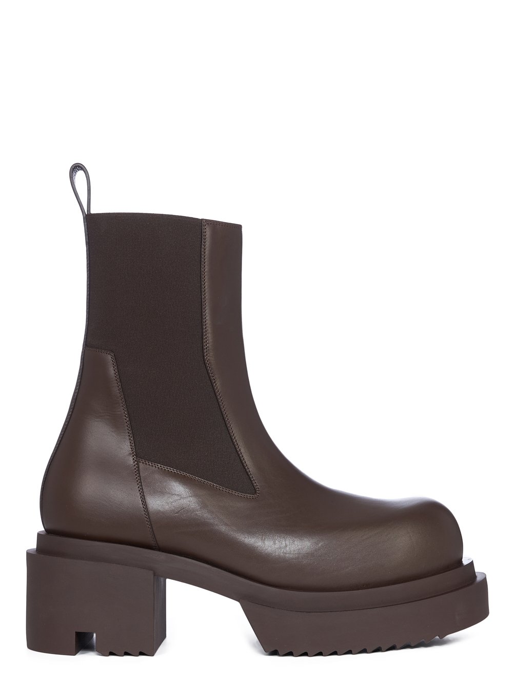 RICK OWENS FW23 LUXOR BEATLE BOGUN IN BROWN CORTINA GREASE CALF LEATHER