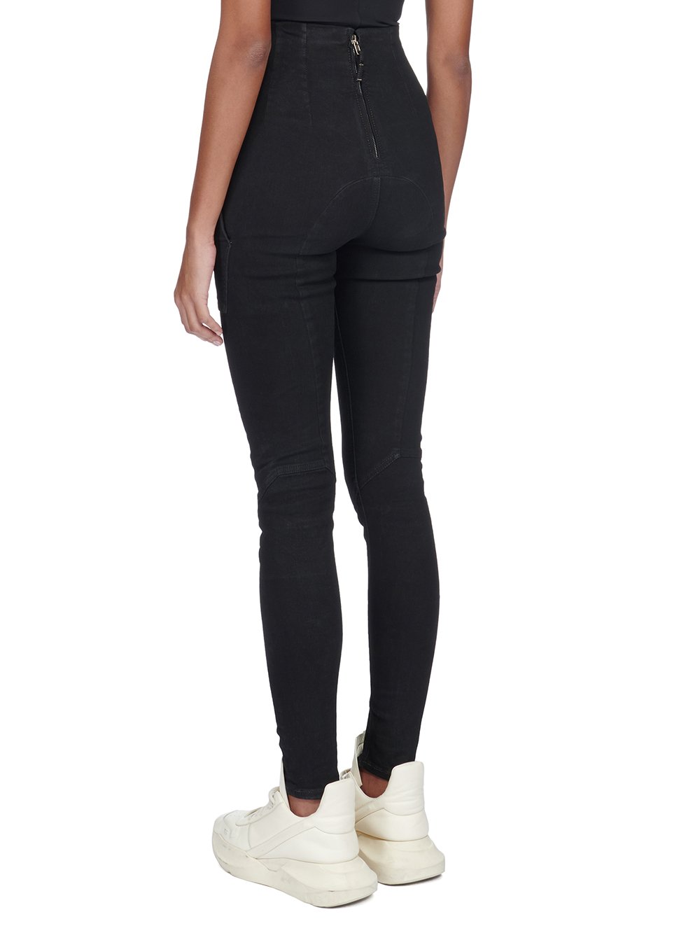 DRKSHDW FW23 LUXOR DIRT WAIST LEGGINGS IN BLACKETY BLACK STRETCH DENIM 