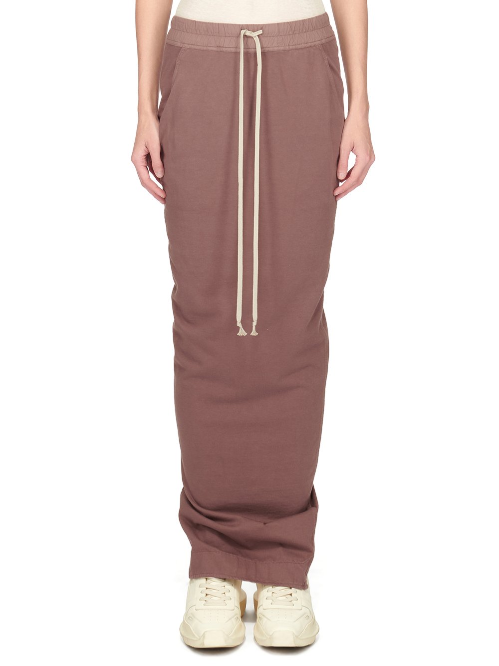 RICK OWENS FW23 LUXOR PULL ON PILLAR SKIRT IN MAUVE COMPACT HEAVY COTTON JERSEY RICK OWENS FW23 LUXOR PULL ON PILLAR SKIRT IN MAUVE COMPACT HEAVY COTTON JERSEY