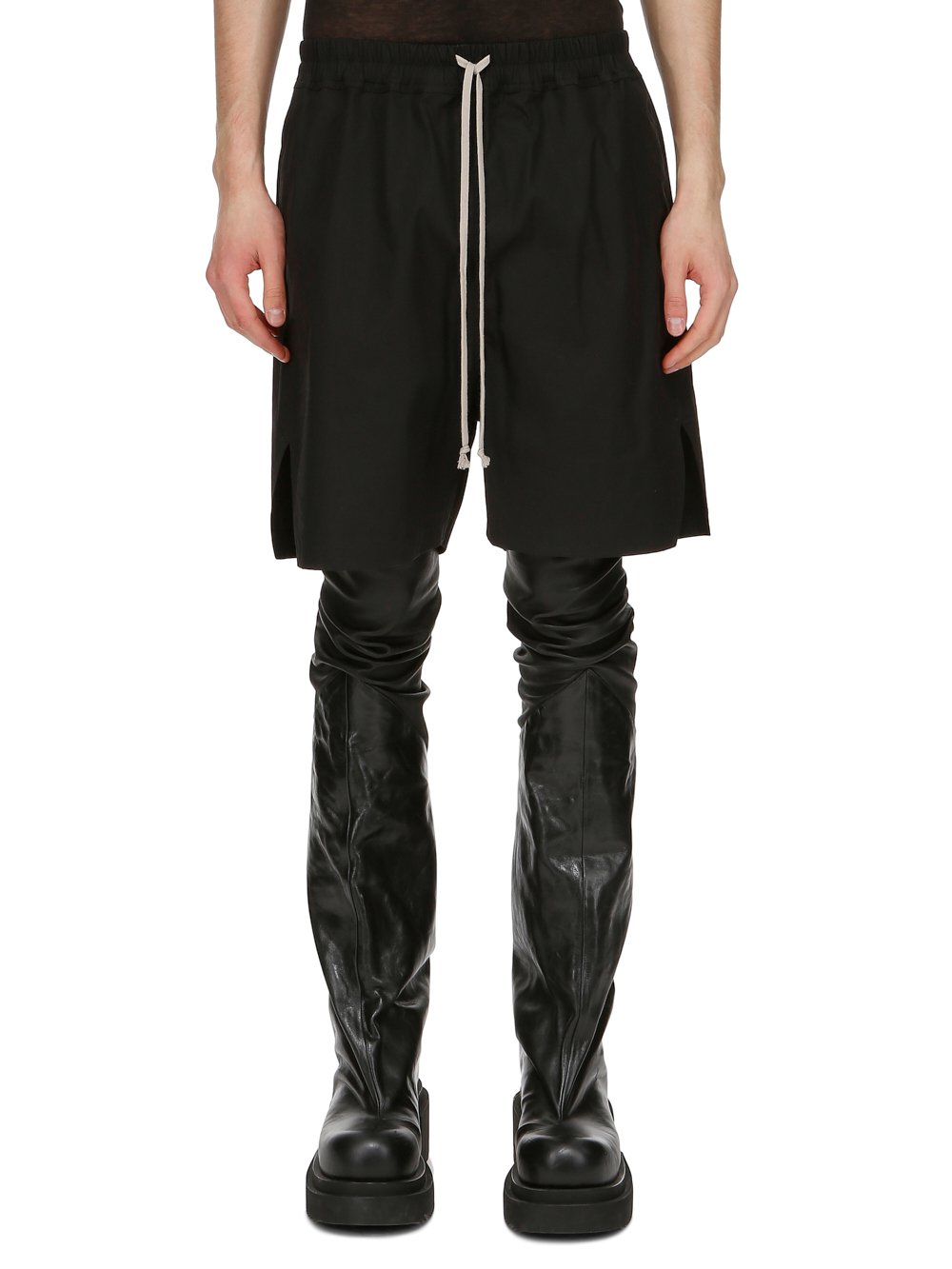 RICK OWENS FW23 LUXOR BOXERS IN BLACK HEAVY COTTON POPLIN