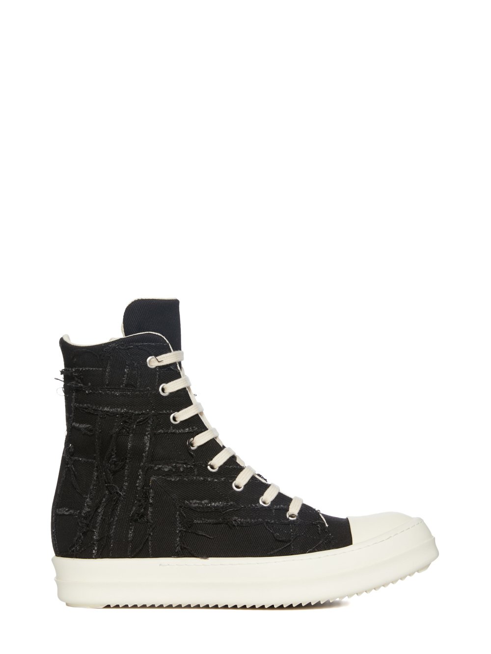 DRKSHDW FW23 LUXOR SLASHED SNEAKS IN BLACK 13OZ SLASH DENIM