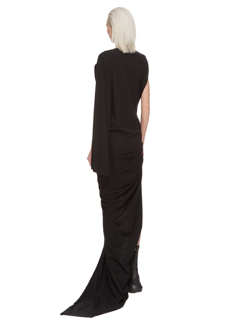 DRKSHDW FW23 LUXOR EDFU GOWN IN BLACK MEDIUM WEIGHT COTTON JERSEY 