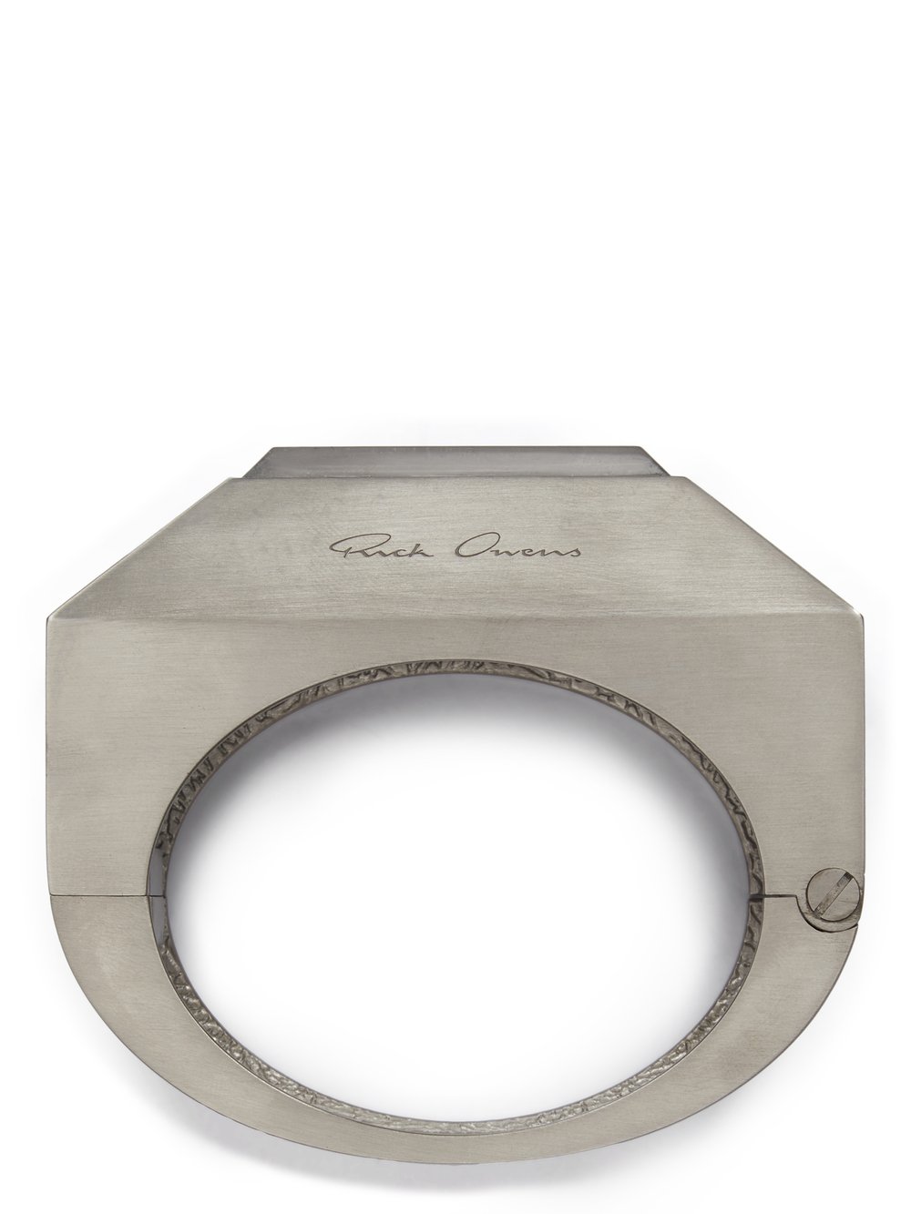 RICK OWENS LARGE CRYSTAL BEVELED BANGLE IN BRASS WITH PALLADIUM FINISH