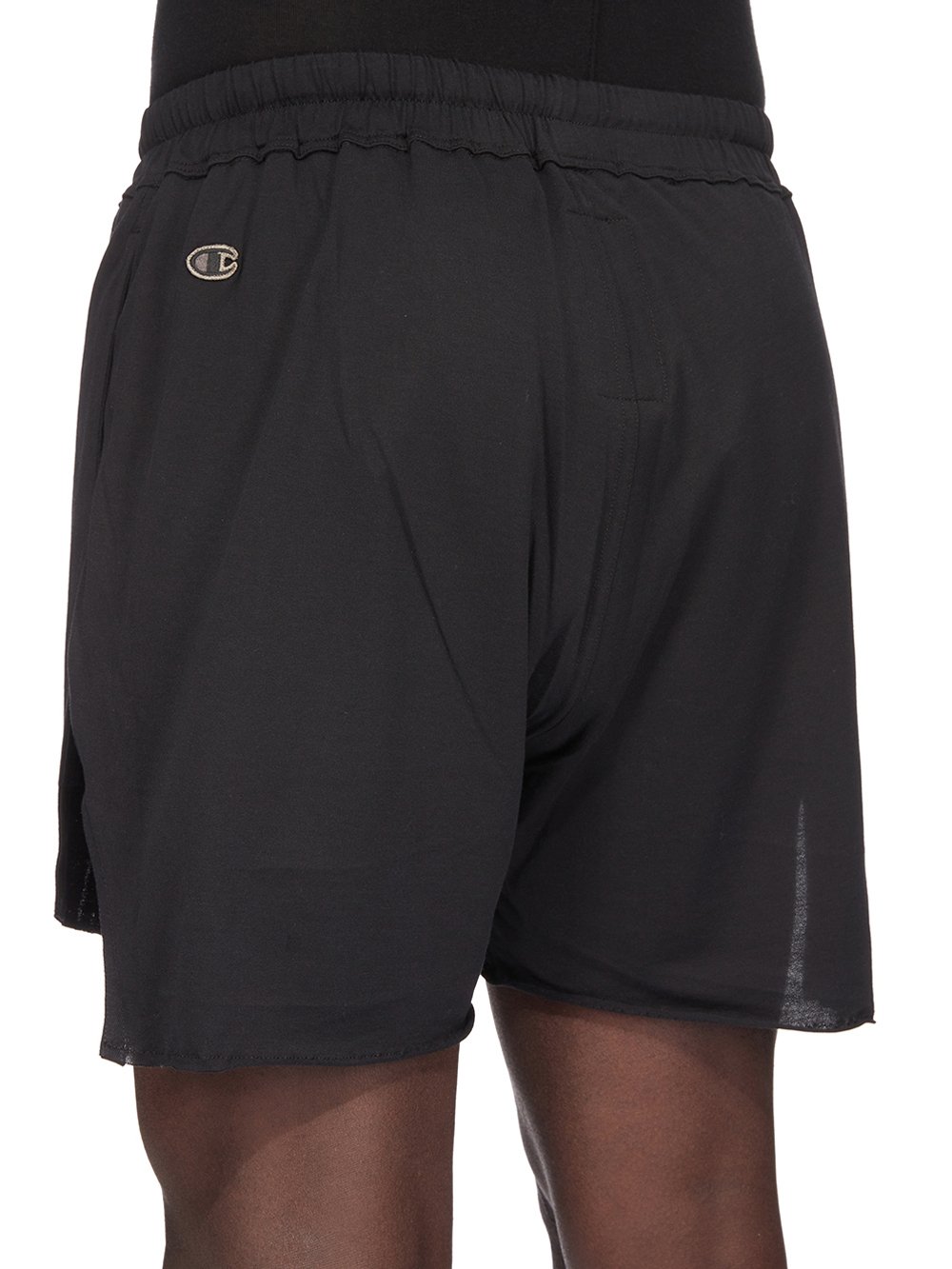 CHAMPION X RICK OWENS DOLPHIN BOXERS IN BLACK MEDIUM WEIGHT COTTON JERSEY 