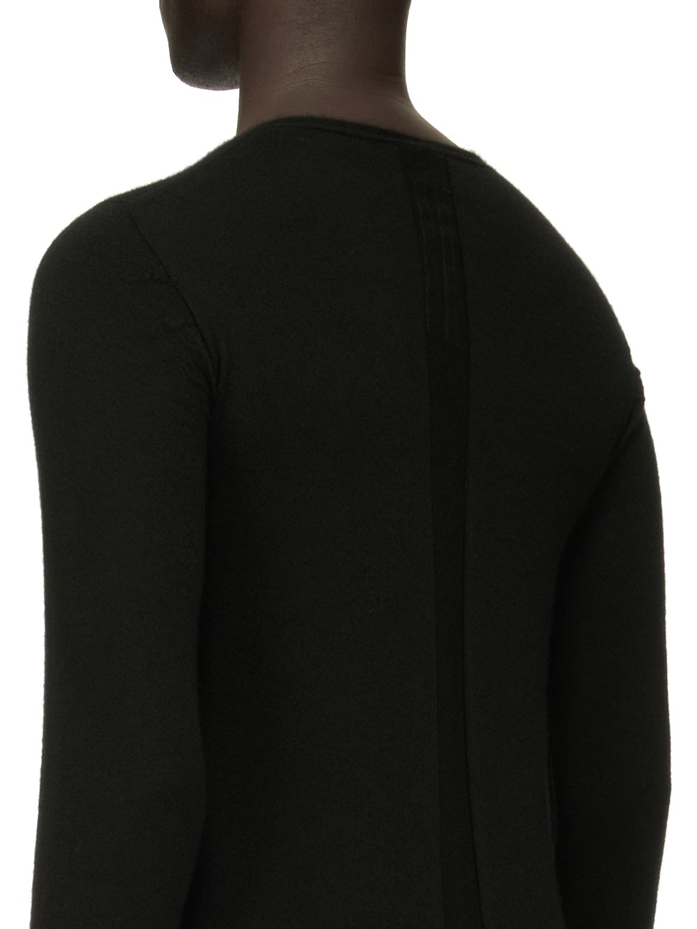 RICK OWENS FOREVER ROUND NECK SWEATER IN BLACK LIGHTWEIGHT RASATO KNIT