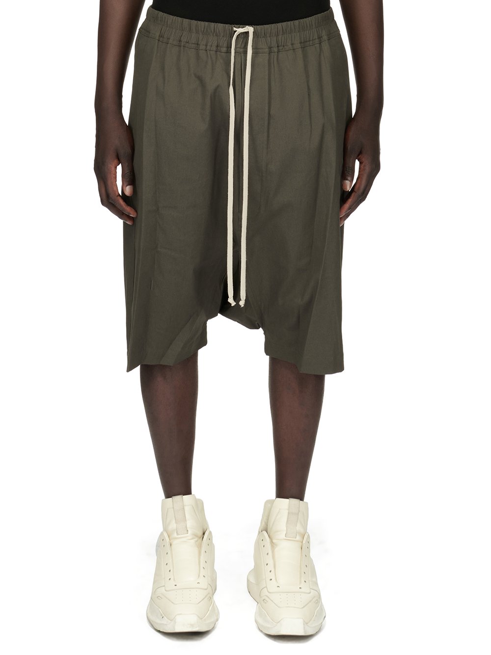 RICK OWENS FOREVER RICK'S PODS IN DARK DUST HEAVY COTTON POPLIN