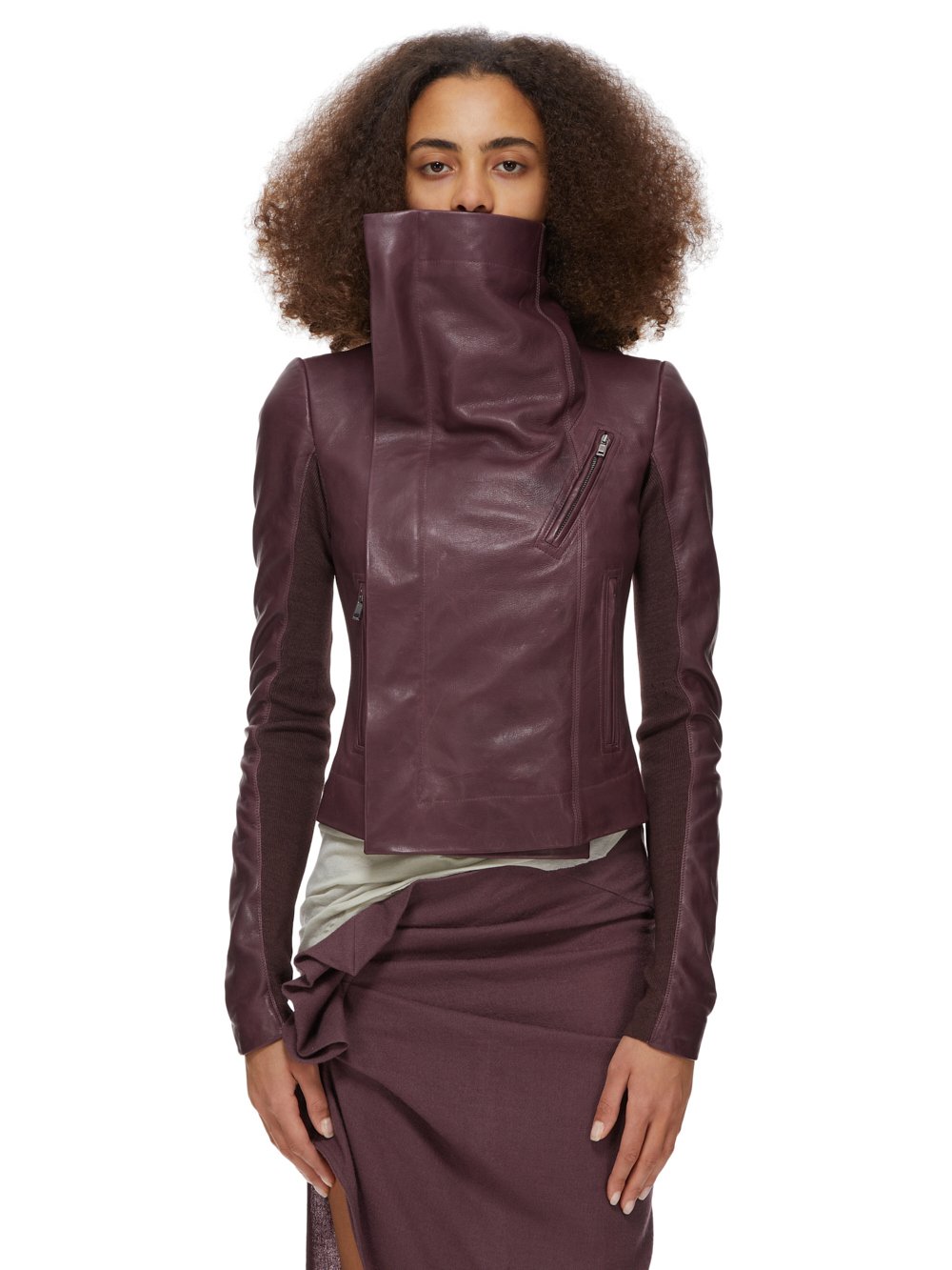 RICK OWENS FW23 LUXOR CLASSIC BIKER IN AMETHYST VEG NAPPA LAMB