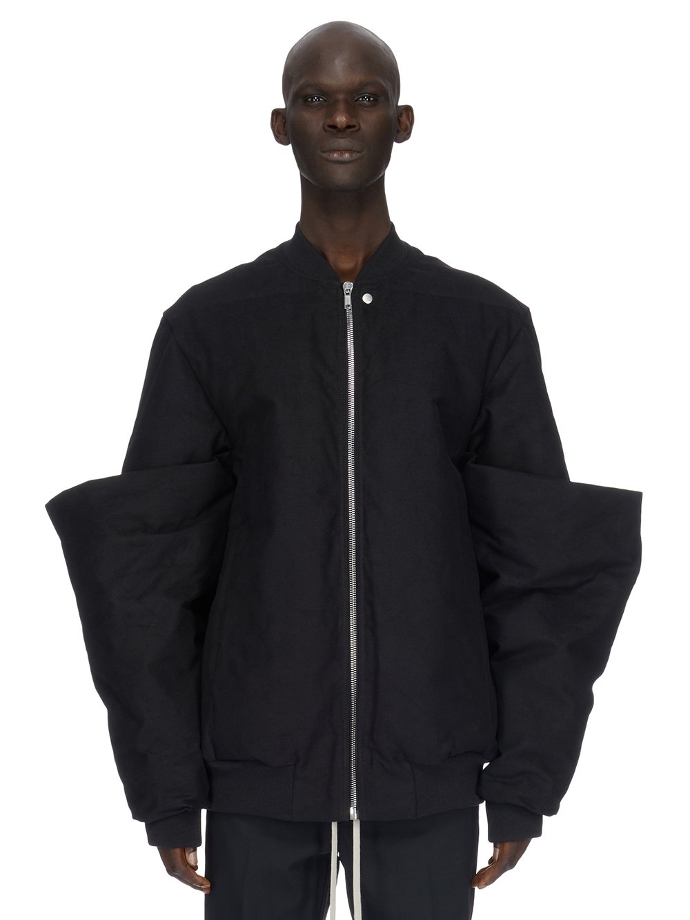 RICK OWENS FW23 LUXOR EASY GAUNTLET BOMBER IN BLACK HEAVY MOLESKIN