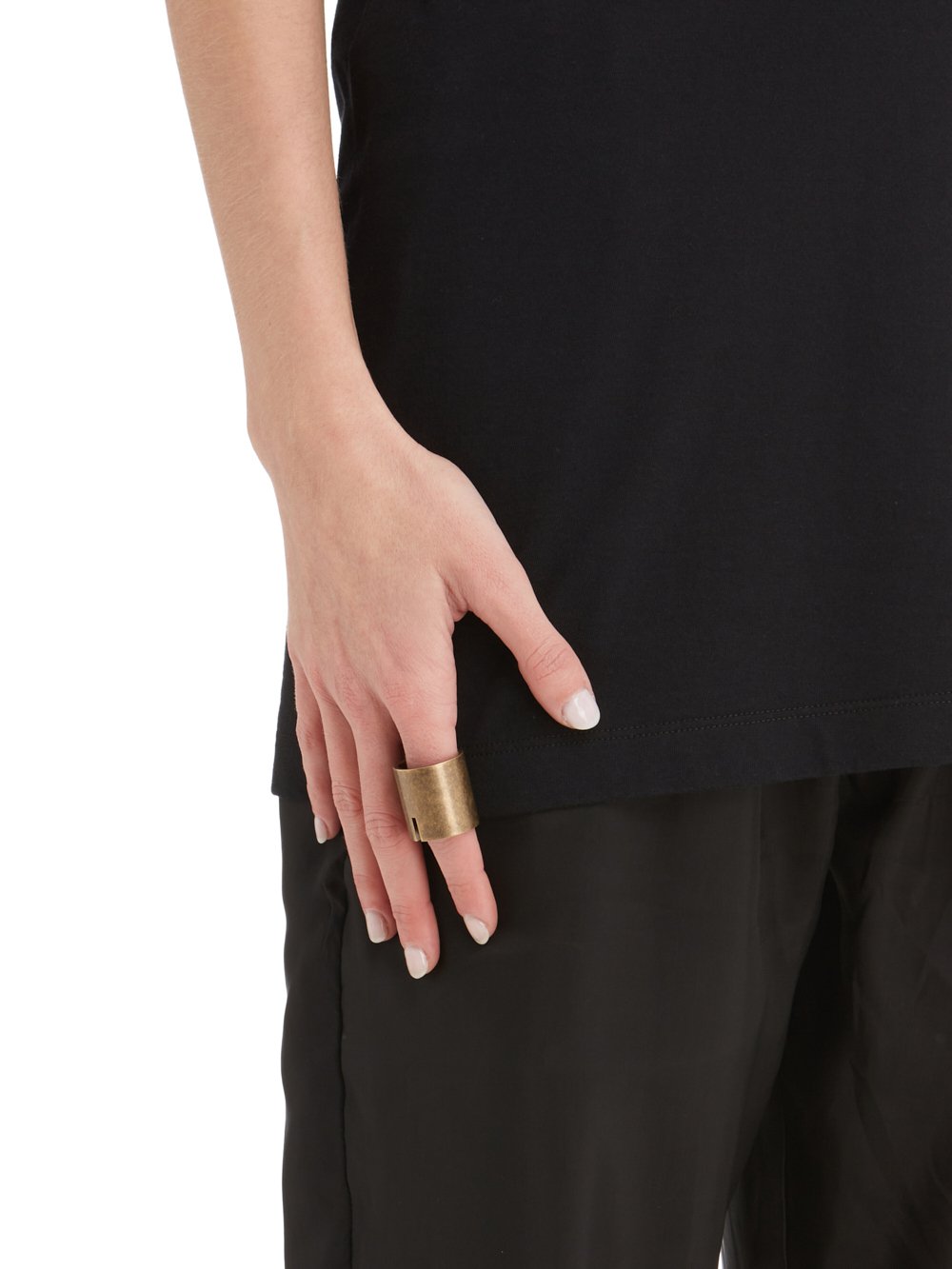 RICK OWENS SLITTED THUMB RING IN BRASS