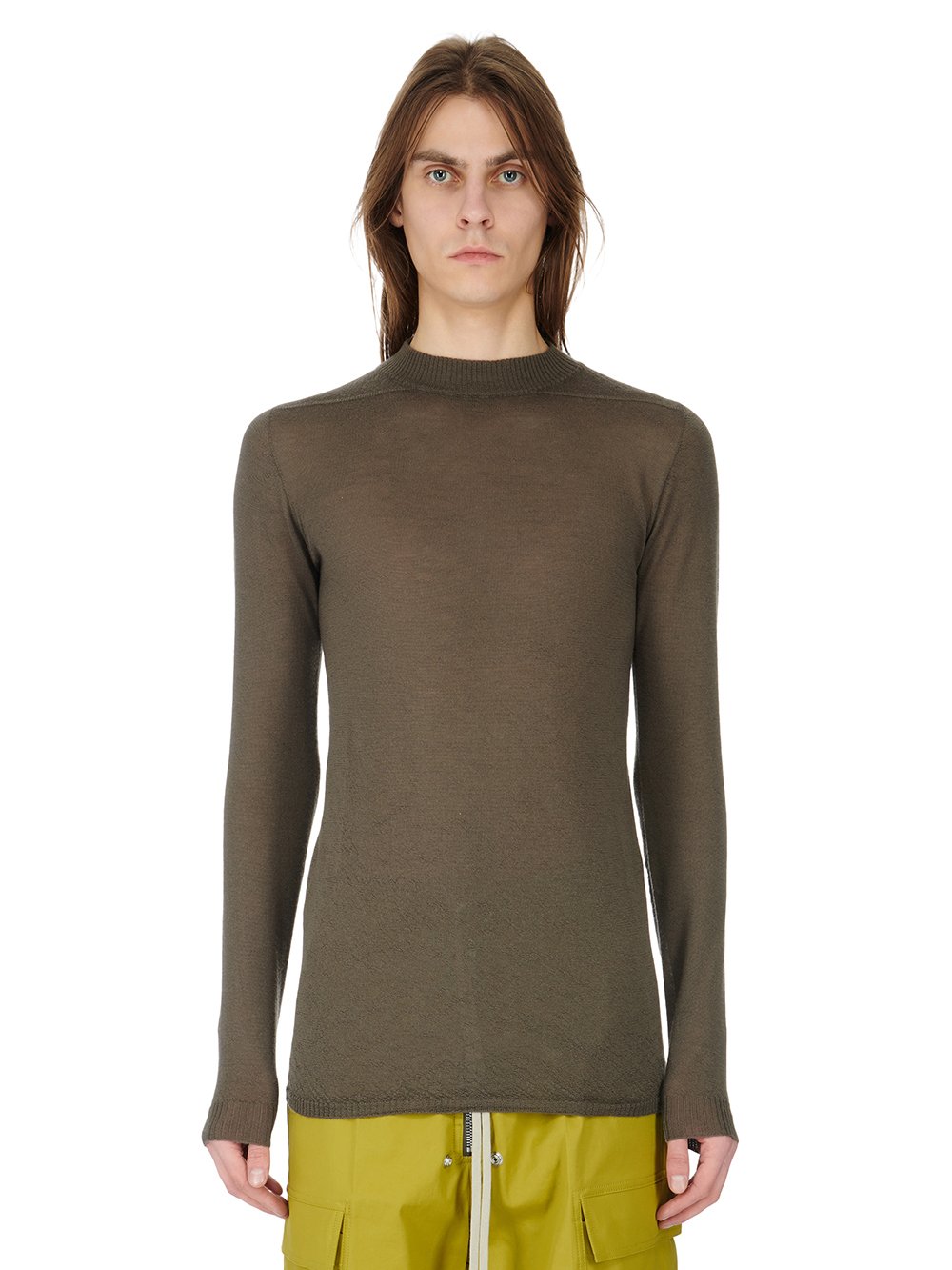 RICK OWENS FW23 LUXOR LEVEL LUPETTO IN DUST LIGHTWEIGHT RASATO KNIT