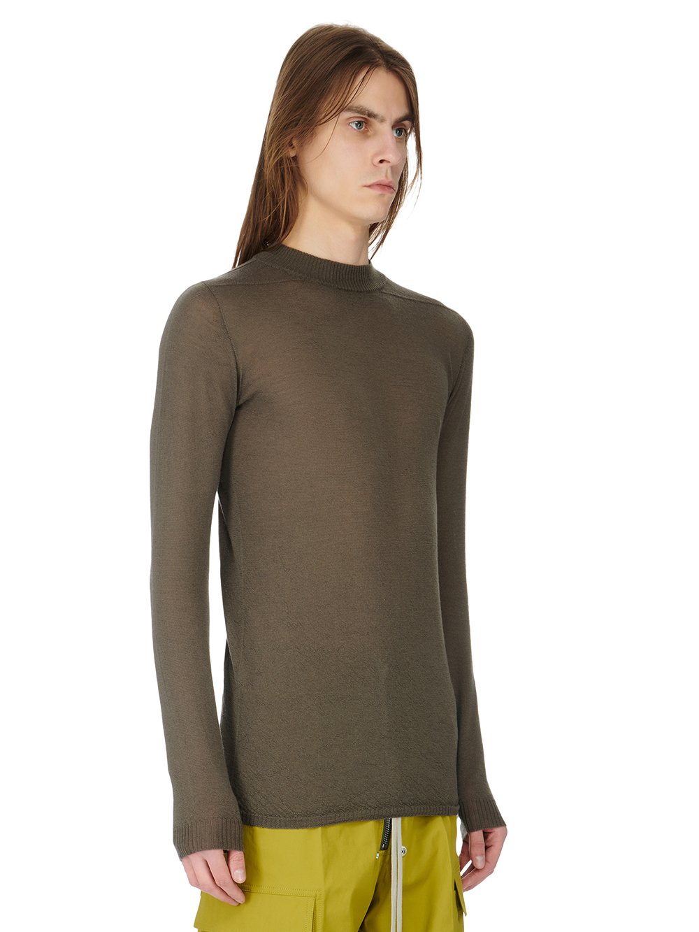 RICK OWENS FW23 LUXOR LEVEL LUPETTO IN DUST LIGHTWEIGHT RASATO KNIT