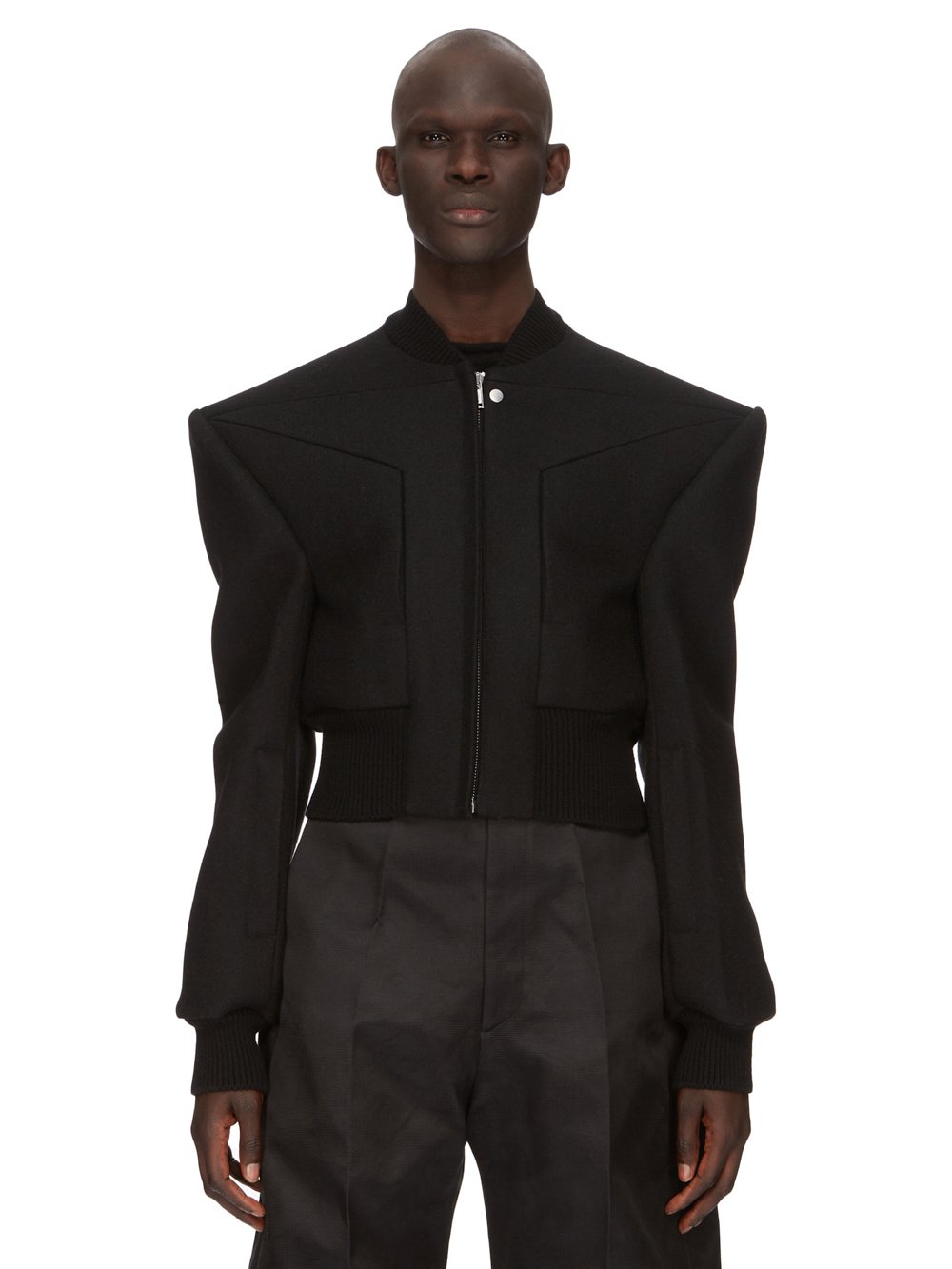 RICK OWENS FW23 LUXOR RUNWAY EDFU FLIGHT IN BLACK FELTED WOOL RICK OWENS FW23 LUXOR RUNWAY EDFU FLIGHT IN BLACK FELTED WOOL