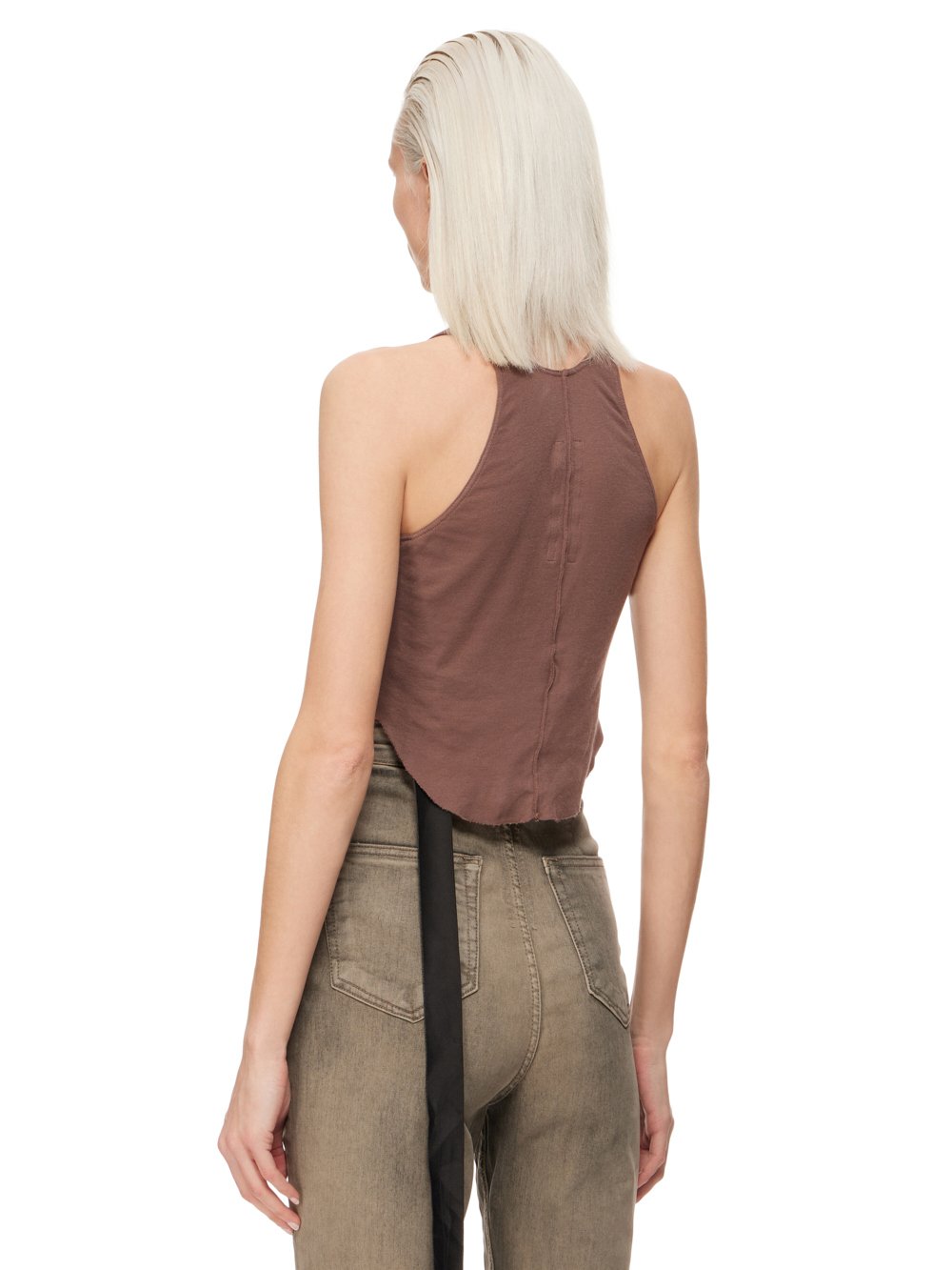 DRKSHDW FW23 LUXOR BASIC TANK CROPPED IN MAUVE LIGHTWEIGHT COTTON GAUZE JERSEY 