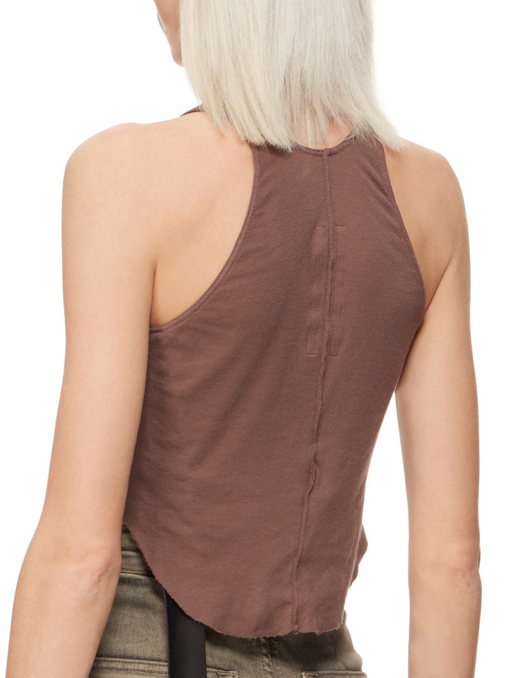 DRKSHDW FW23 LUXOR BASIC TANK CROPPED IN MAUVE LIGHTWEIGHT COTTON GAUZE JERSEY 