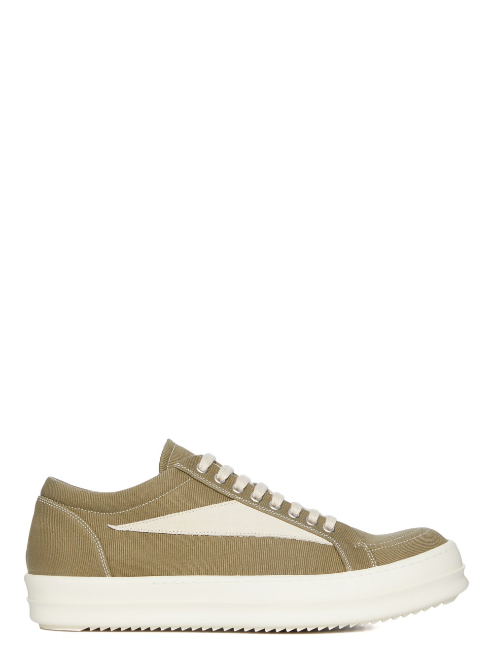 DRKSHDW FW23 LUXOR VINTAGE SNEAKS IN PALE GREEN AND MILK 13OZ OVERDYED DENIM