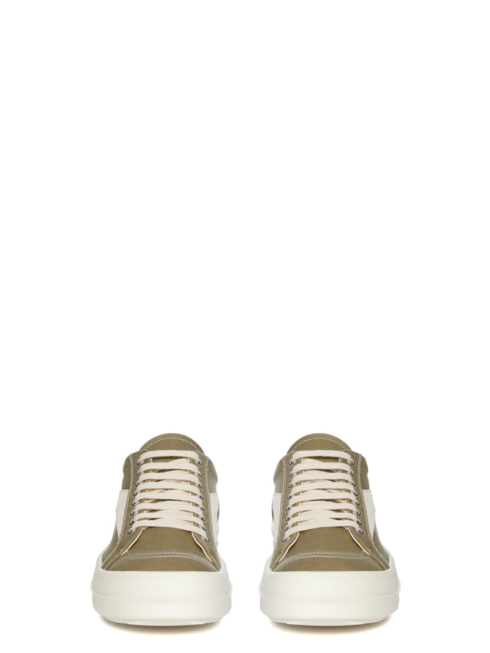 DRKSHDW FW23 LUXOR VINTAGE SNEAKS IN PALE GREEN AND MILK 13OZ OVERDYED DENIM