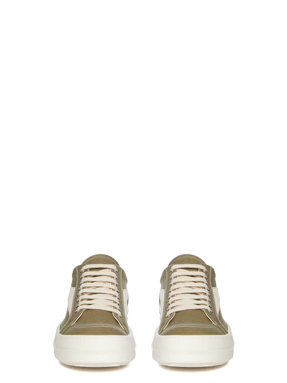 DRKSHDW FW23 LUXOR VINTAGE SNEAKS IN PALE GREEN AND MILK 13OZ OVERDYED DENIM