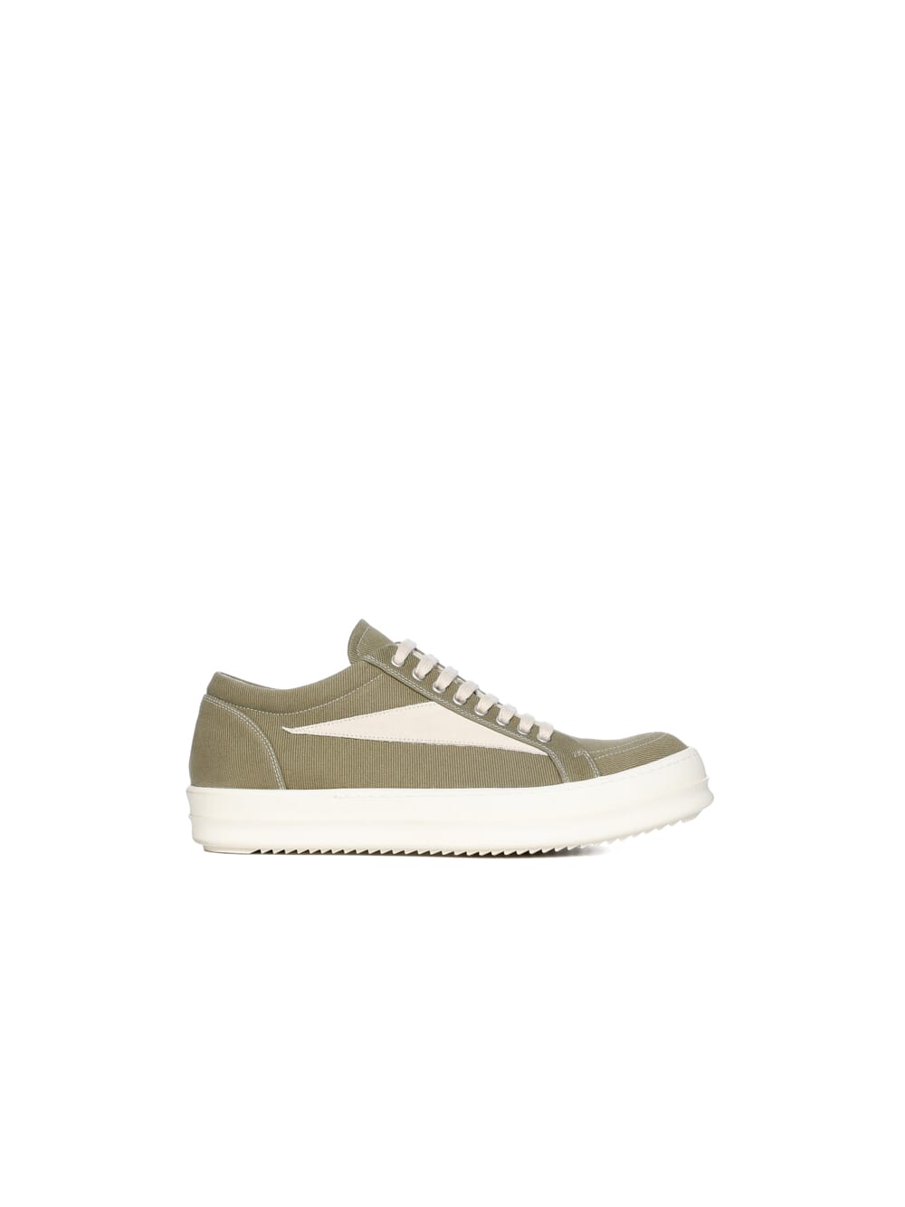 DRKSHDW FW23 LUXOR VINTAGE SNEAKS IN PALE GREEN AND MILK 13OZ OVERDYED DENIM