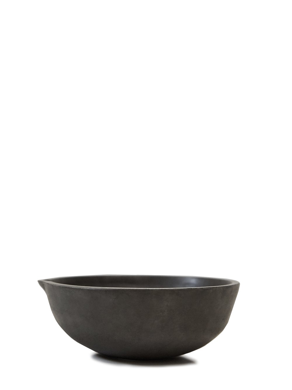 RICK OWENS BOWL HAS A ROUND SHAPE AND FEATURES A SMALL TRIANGLE DETAIL AND POLISHED SURFACE.